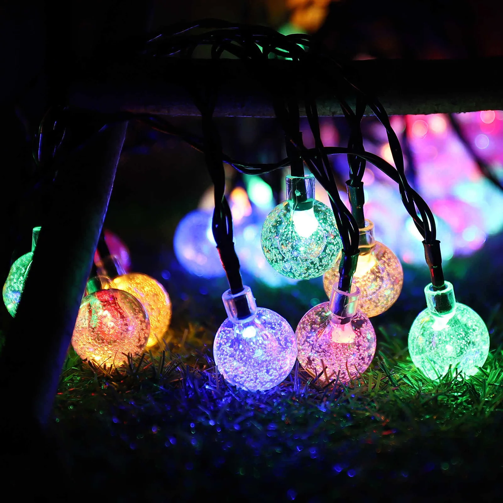 moobody Solar Bubble Ball Light String LED Crystal Ball Lantern Garden Wall Tree Light Lawn Lantern