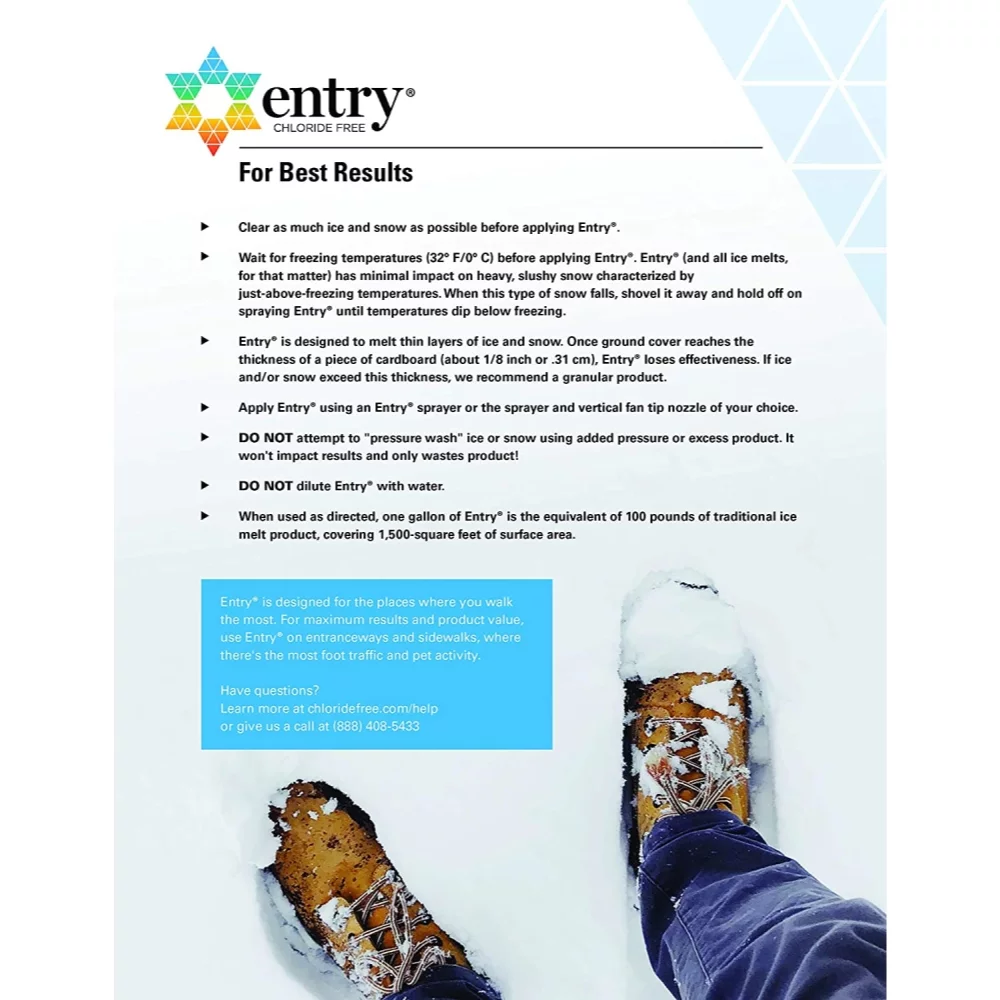 Entry Chloride-Free, Non-Toxic, Liquid Snow and Ice Melt, 2.5 Gallon Jug