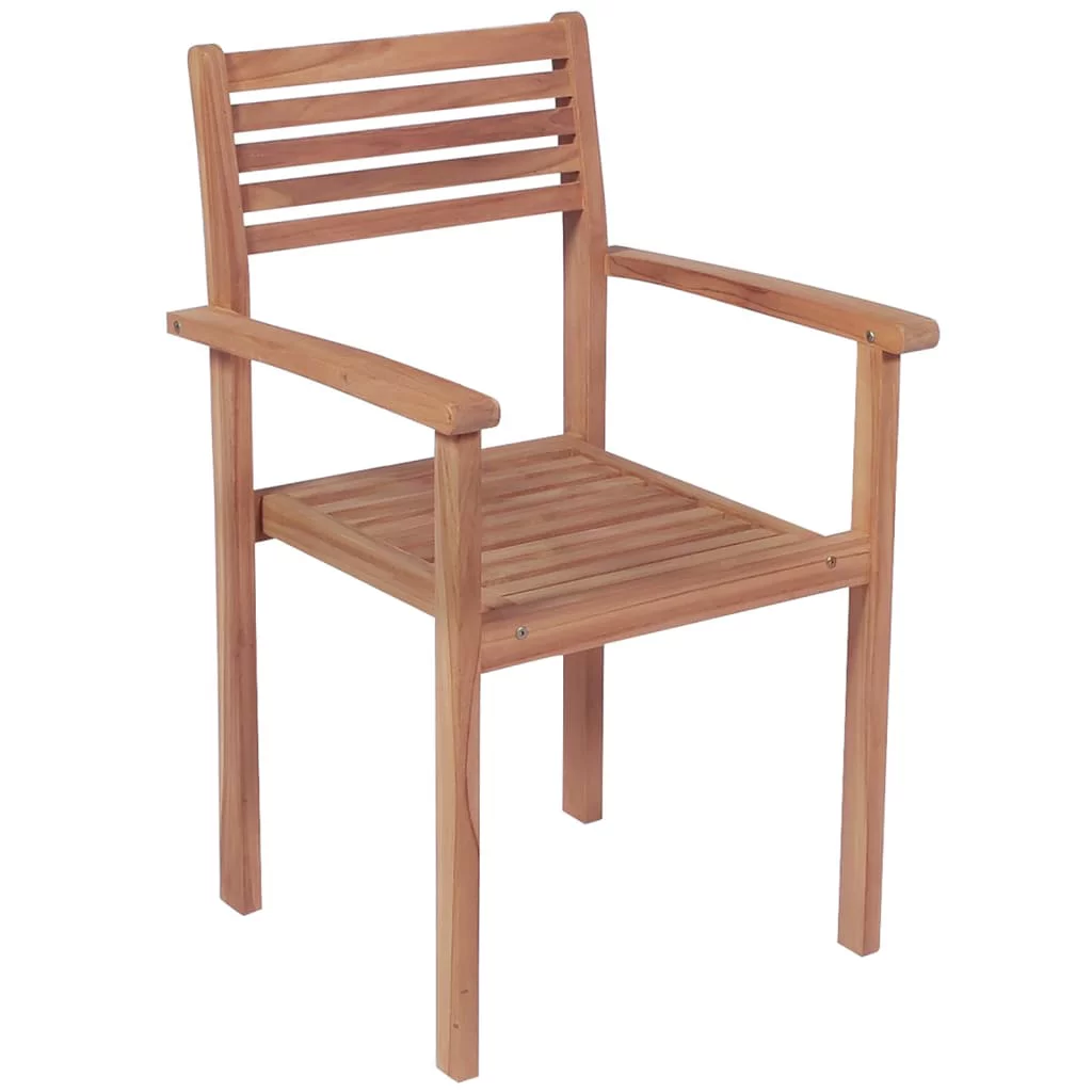 Dcenta Stackable Patio Chairs with Cushions 8 pcs Solid Teak Wood
