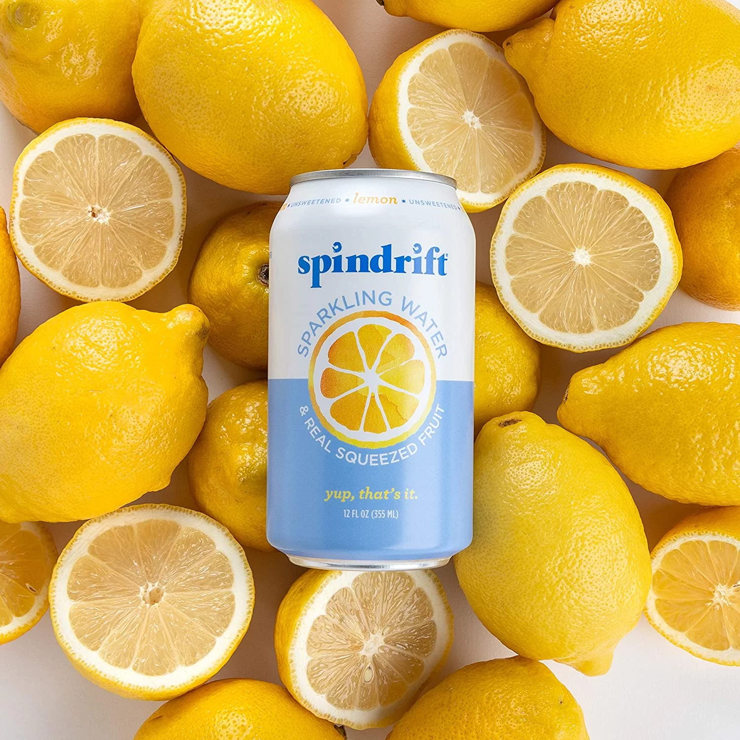Spindrift Sparkling Water, Lemon Flavored, Made with Real Squeezed Fruit, 12 Fl Oz Cans, Pack of 24 (Only 3 Calories per Seltzer Water Can)