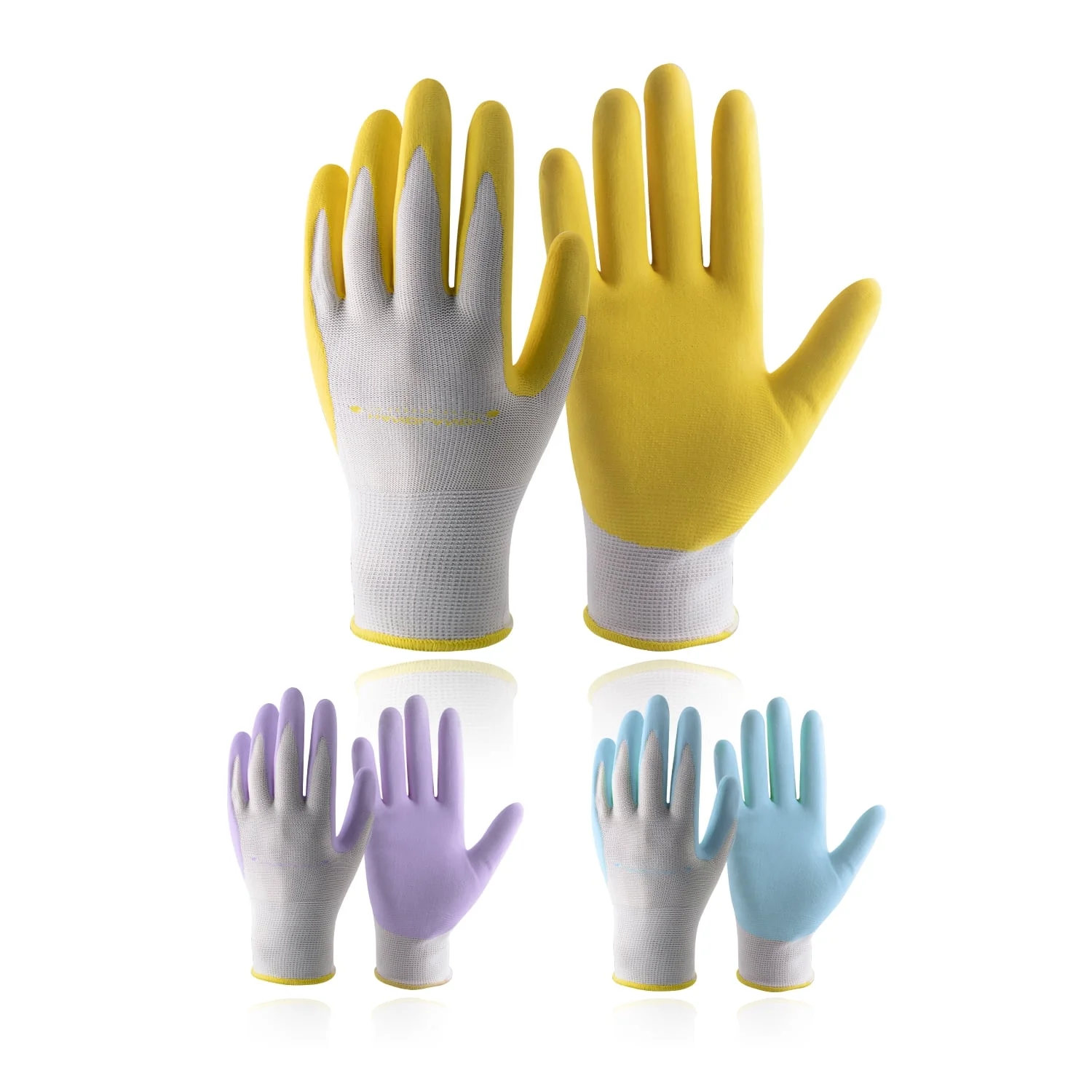 HANDLANDY 3 Pairs Women Breathable Nitrile Coated Garden Gloves Yard Work Gloves Latex Free, Medium