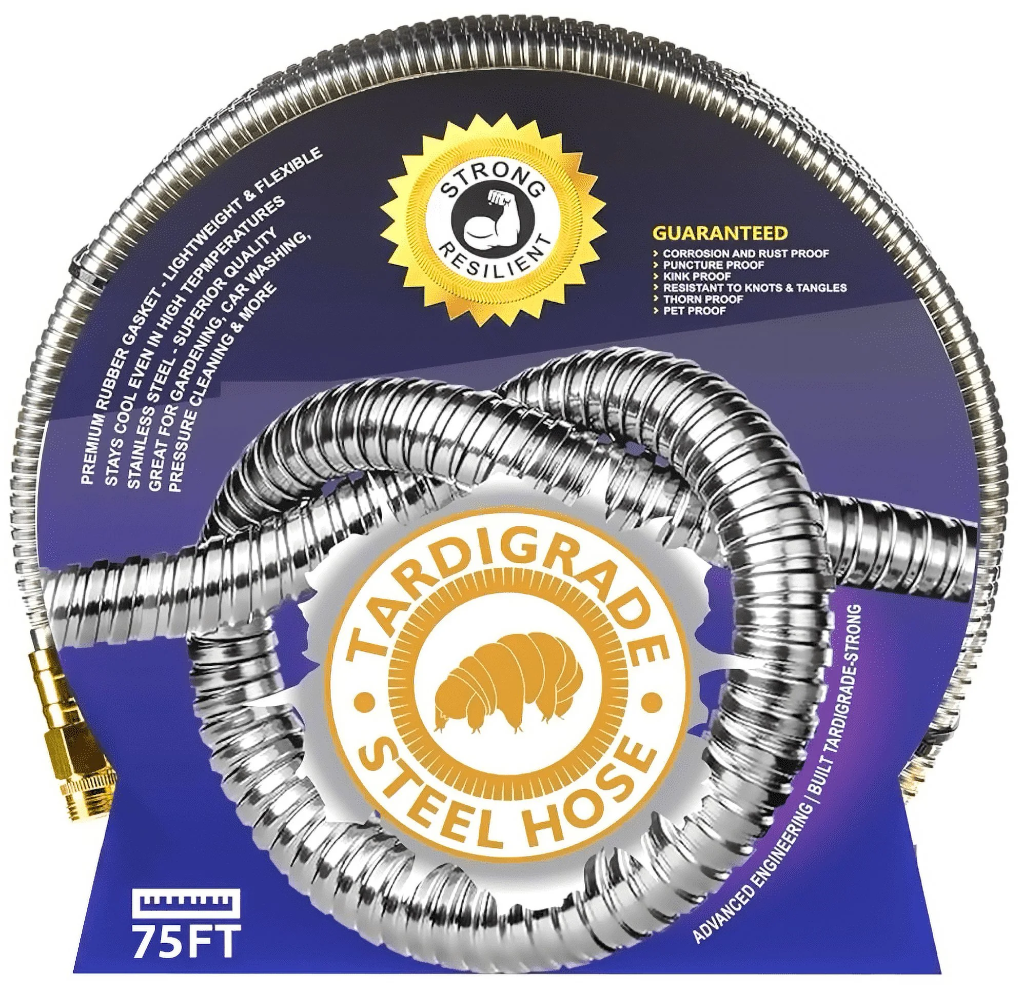 Tardigrade Steel Hose - metal garden hose 75 FT, 304 Stainless Steel Water Hose 75FT