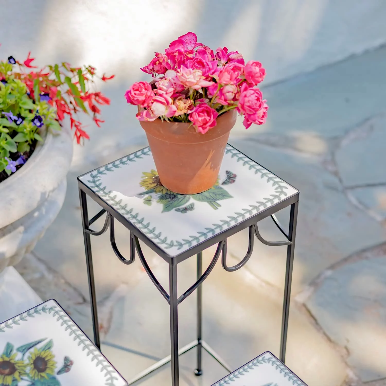 Zaer Ltd.  Marisol Square Nesting Iron Mosaic Plant Stands - Set of 3