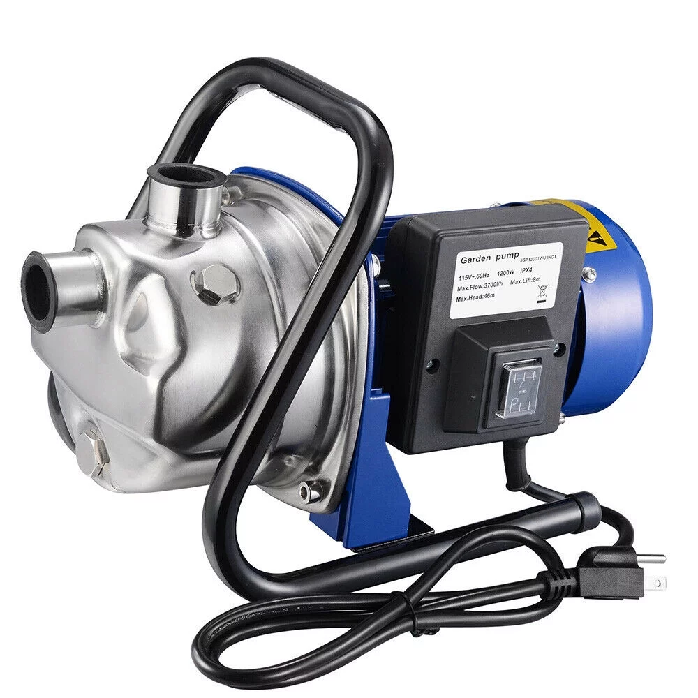 Water Booster Pump Electric Stainless Steel Garden Sprinkler Pump Pool 1200W