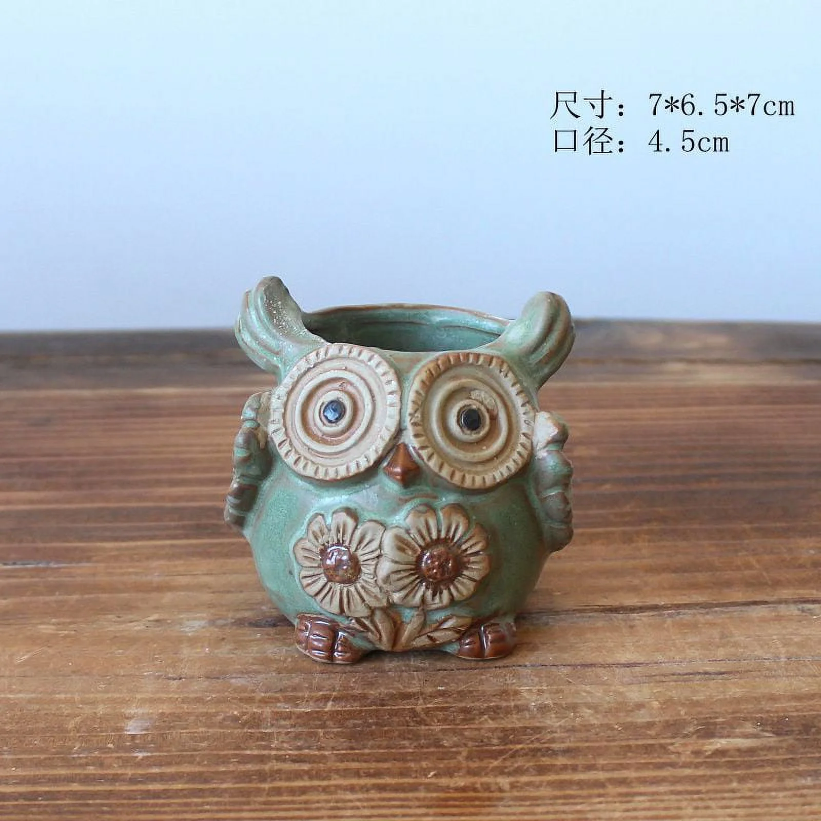 Kiln-Fired Glazed Ceramic Owl Succulent Planter - Succulent Thumb Pot - Small Succulent Plant Pot