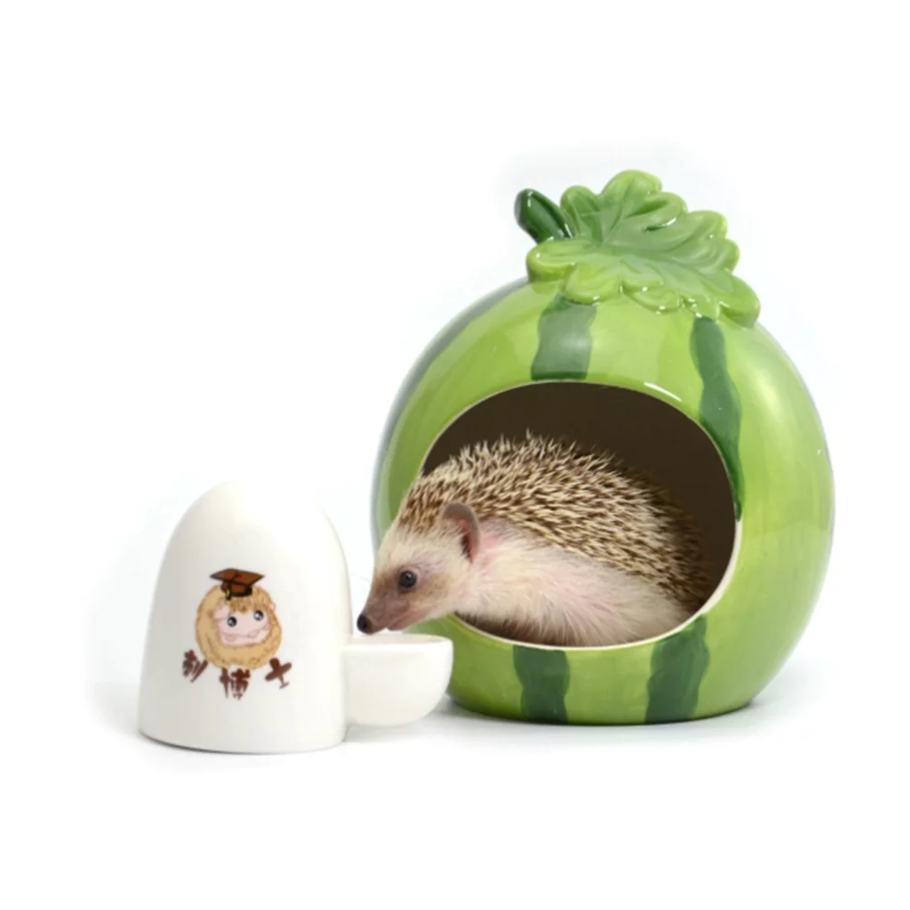 Thick Ceramic Home Pet Water Feeder Hedgehog Drinking Fountain Small Pet Water Dispenser (White)