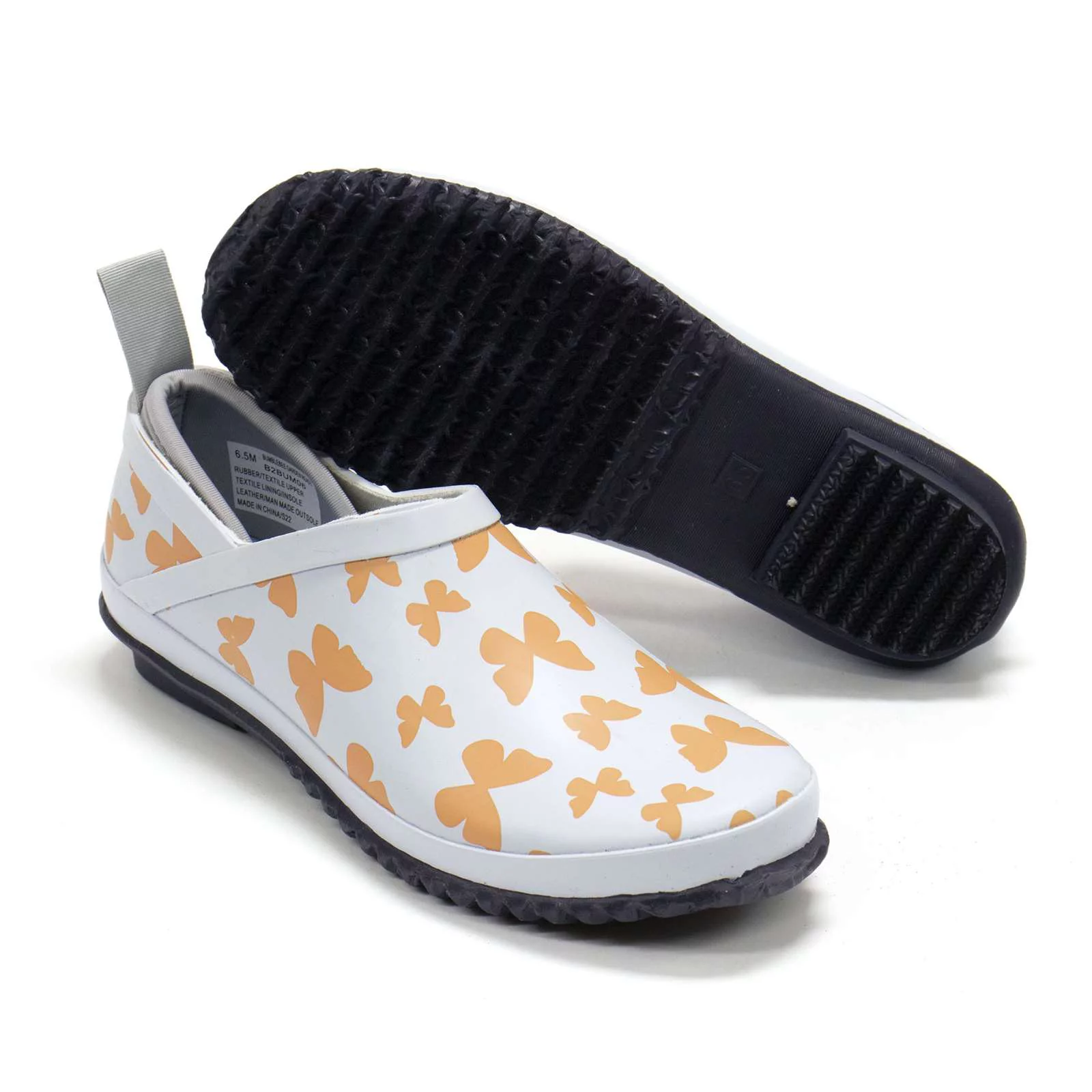 Jambu Women's Bumblebee Garden Ready Slip-On Waterproof Shoes, Blue Butterfly Print,7 M US