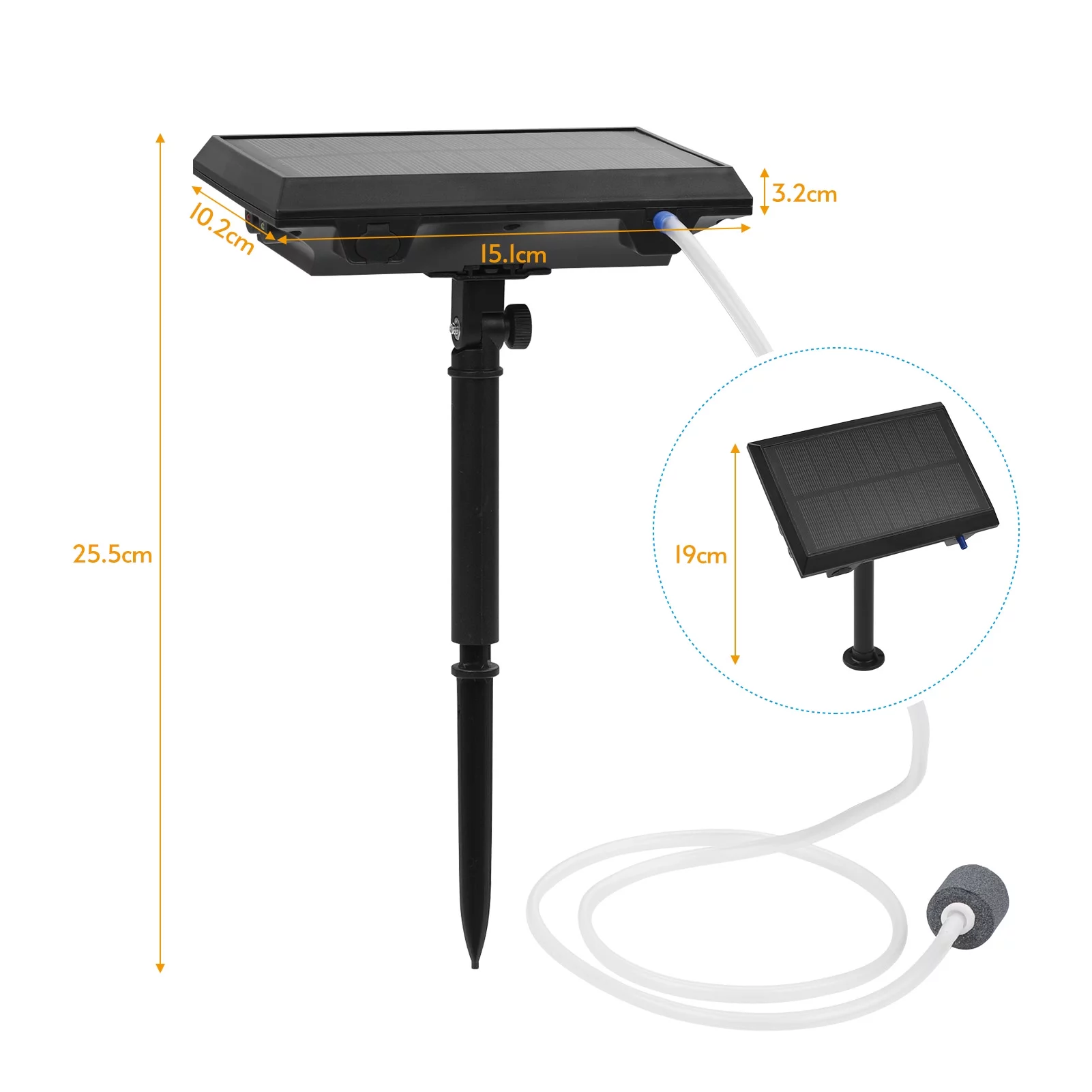 Anself 5.5V 1.5W Solar Air Pump Fish  Oxygenator with Aquarium Pipe & Air Bubble Stone Pond Pump Aerator Rechargeable for Fishing Fish Tranportation Small Ponds Pools Water Circulation Garden