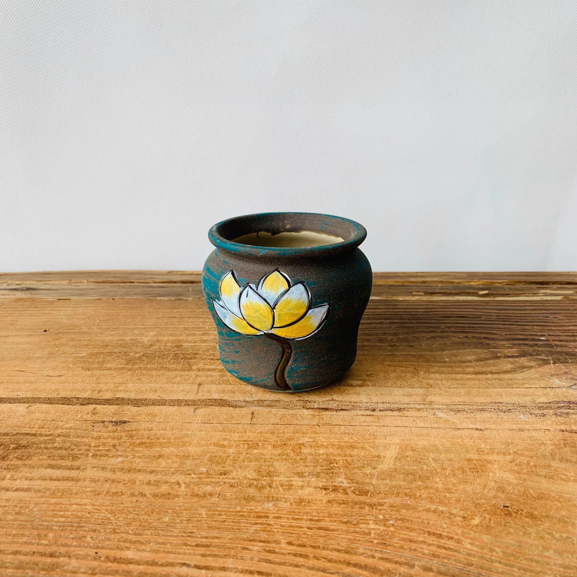 Ceramic Succulent Pot - Hand-painted Rustic Planter