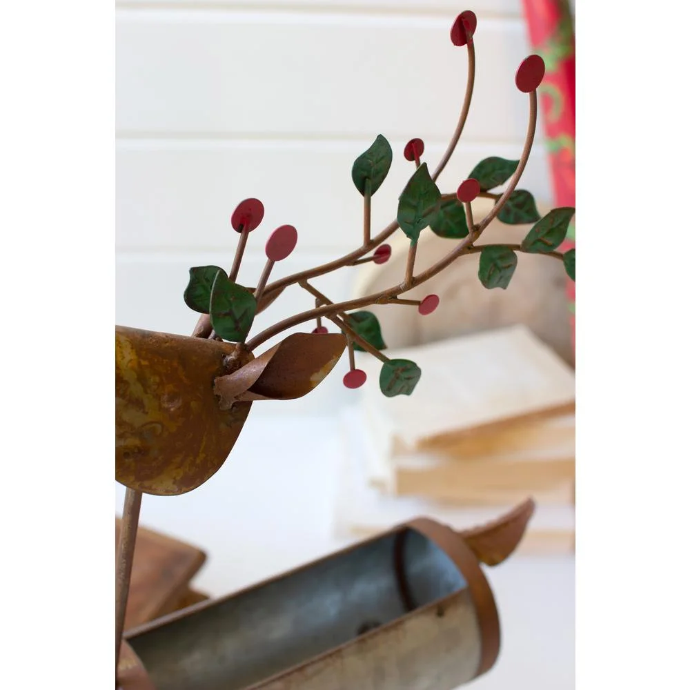 Kalalou Inc Set Of Two Painted Metal Reindeer Planters