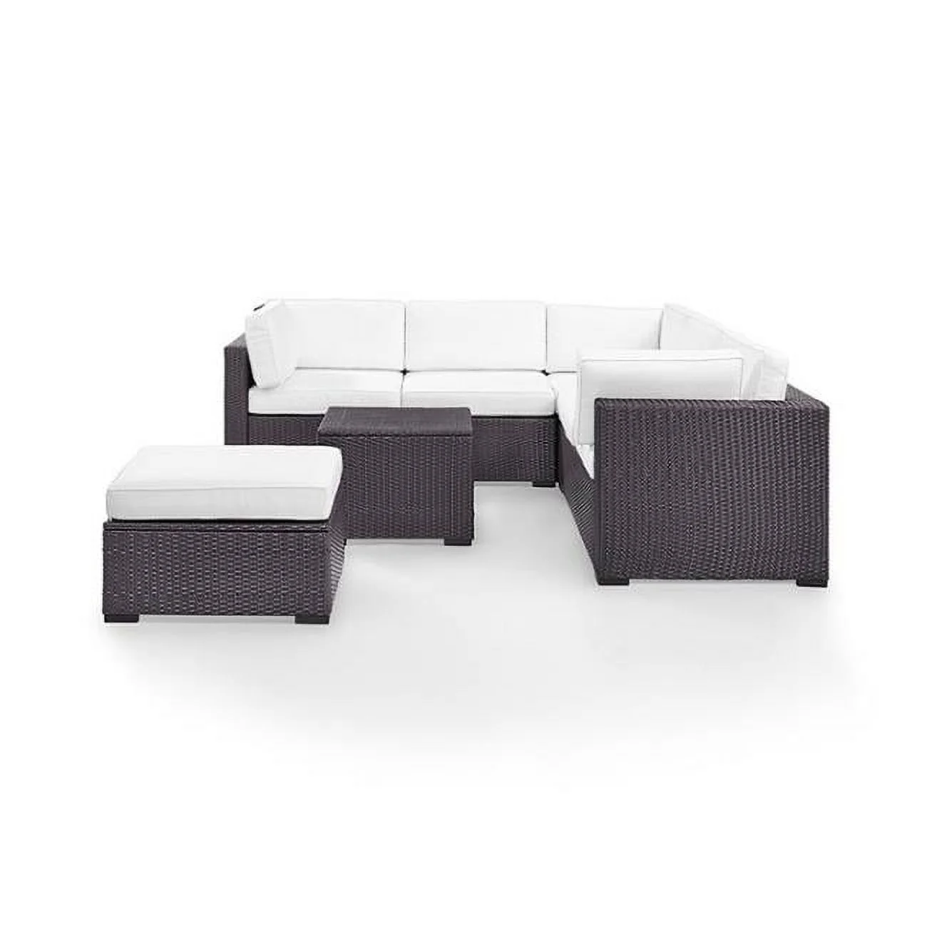 Biscayne 5 Piece Outdoor Wicker Seating Set - White