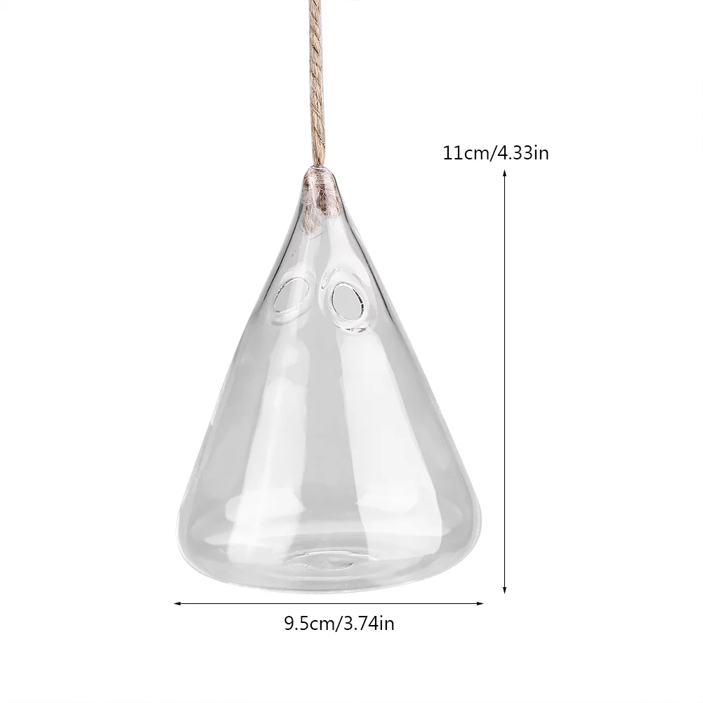 Glass Floewrpot Vase, Clear Hook Glass Floewrpot Hanging Terrarium Air Potted Plant Vase Terrarium Container Home Office Decor(Triangle)