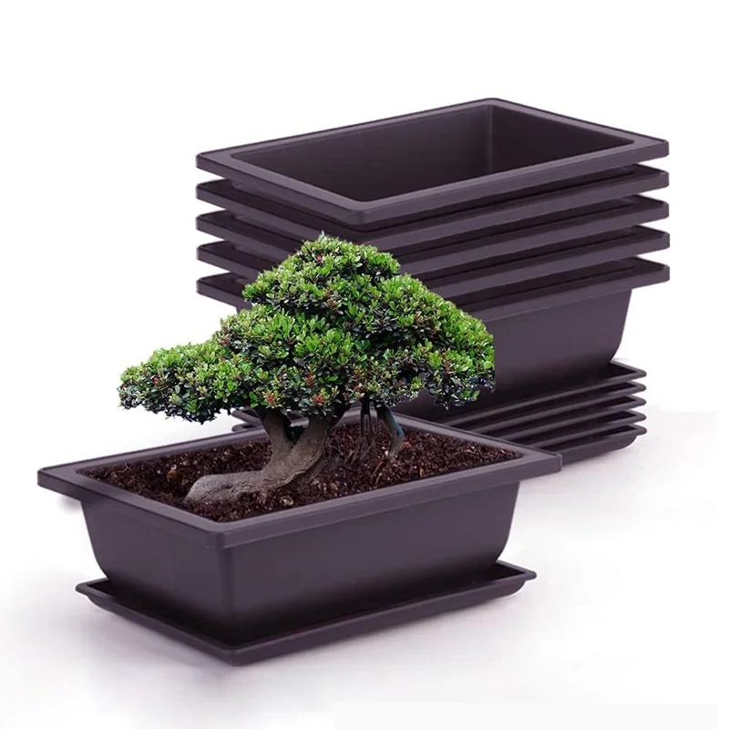 Beautiful 1PC Plastic Flower Pot for Balcony - Square Bonsai Bowl for Nursery Flowers