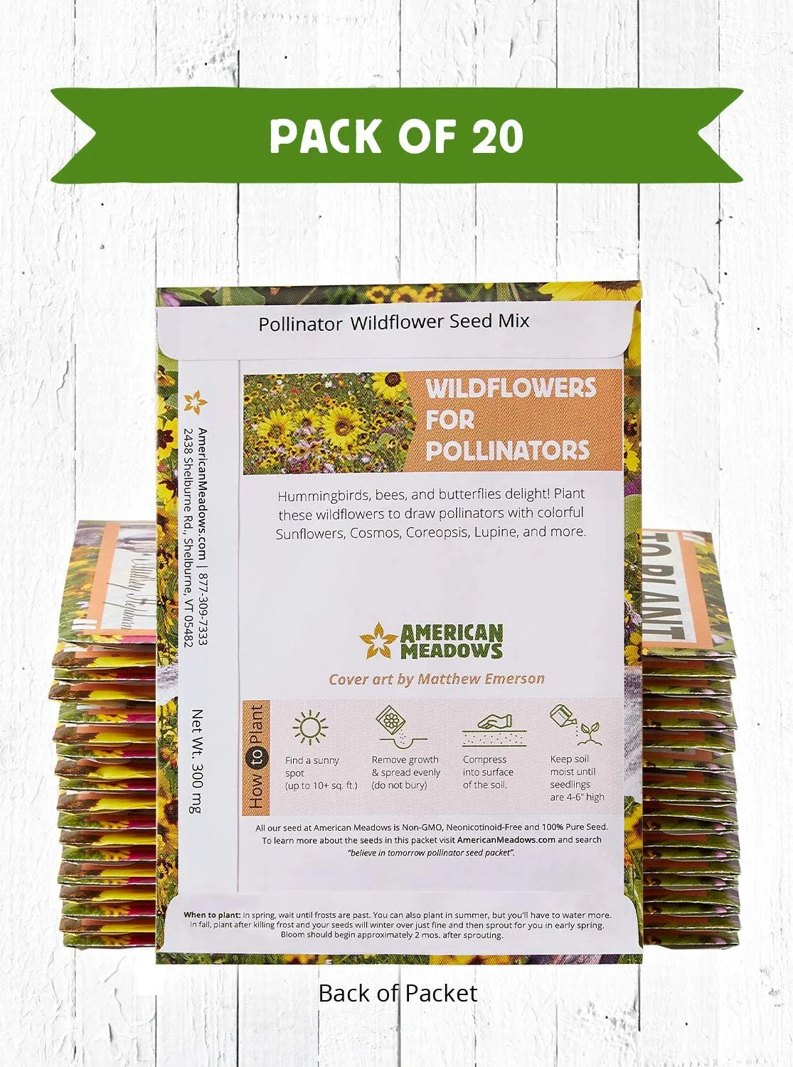 American Meadows Wildflower Seed Packets ''Believe in Tomorrow'' Party Favors for Guests (Pack of 20) - Wildflower Seed Mix, Plant Year-Round, Great Gift for Hostesses, Showers, Weddings, Thank You