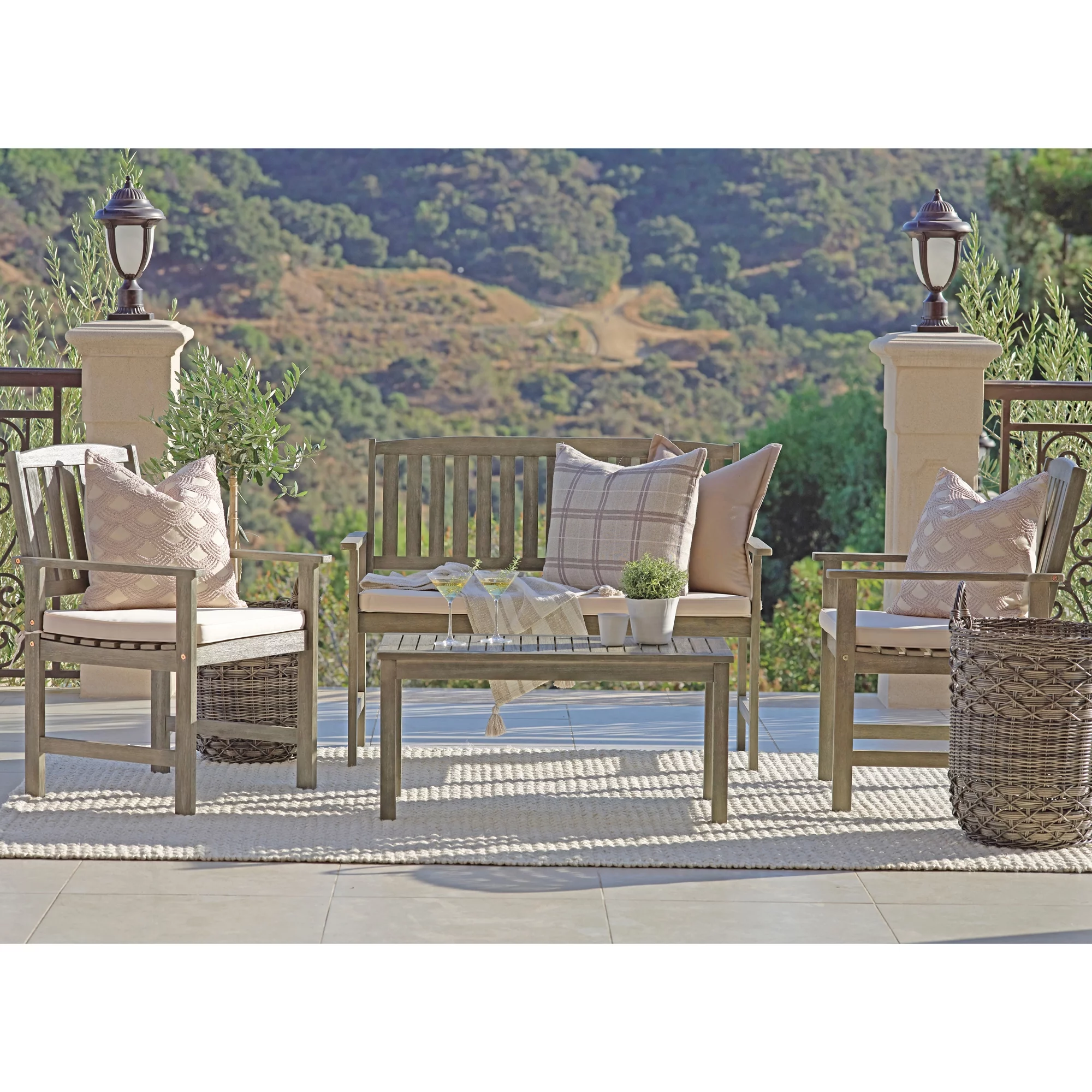 Coaster Home Furnishings Jonah 4 Piece Wood Outdoor Patio Conversation Set