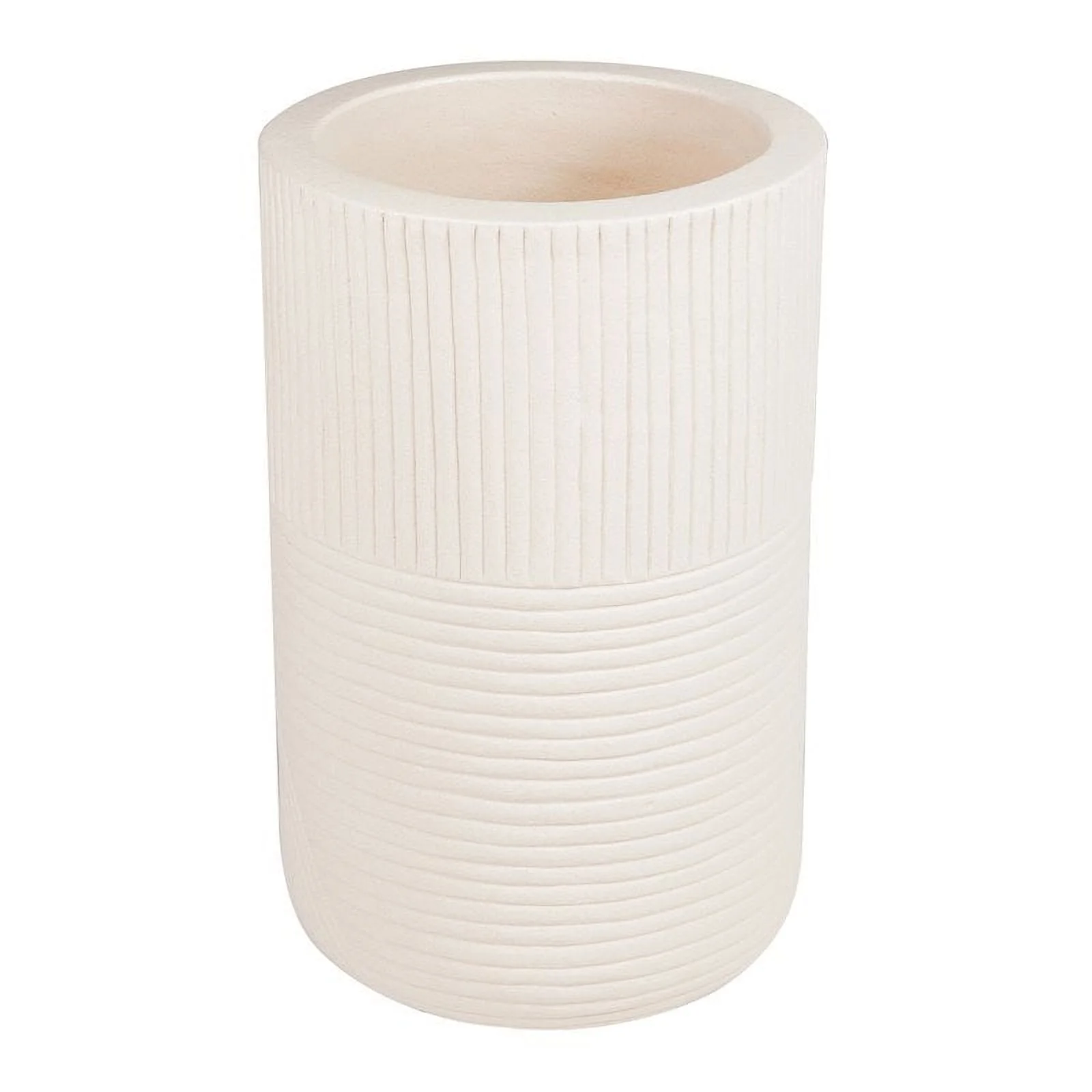 Afuera Living  Modern Ceramic 2-Piece Textured Planters in Cream
