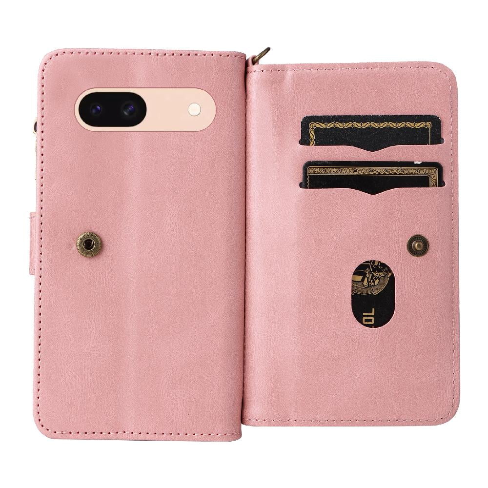 Case for Google Pixel 8A Fifteen Card Slots Zipper Poket PU Leather Magnetic Closure With Card Slot Stand