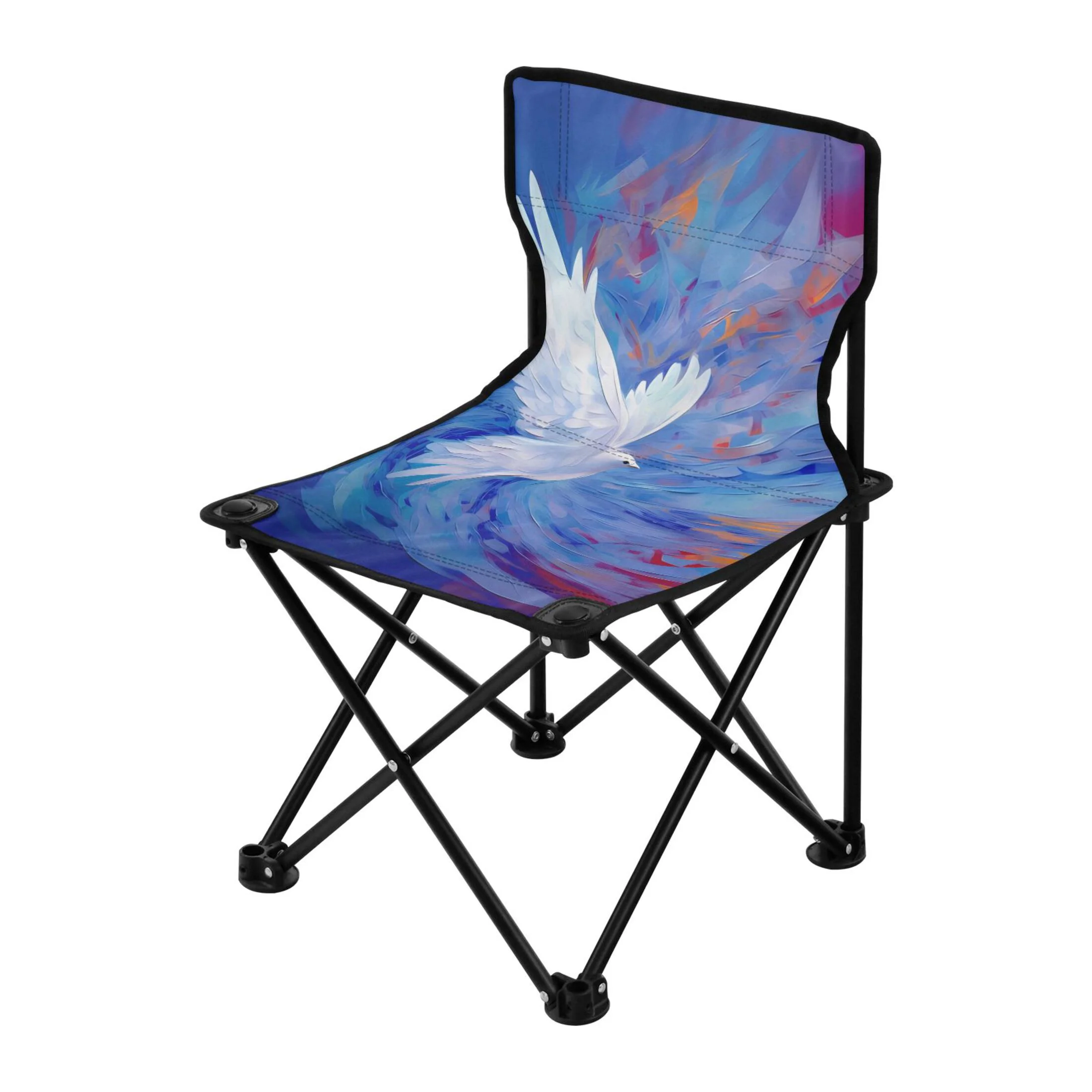Bird on Abstract Portable Camping Chair Outdoor Folding Beach Chair Fishing Chair Lawn Chair with Carry Bag Support to 220LBS