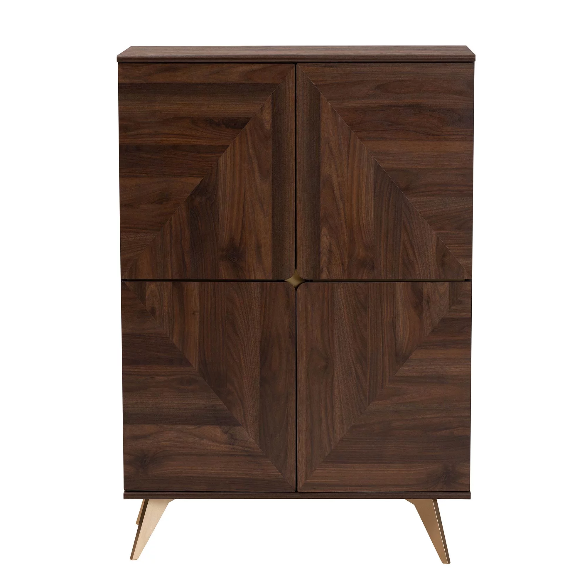 Baxton Studio Graceland Mid-Century Modern Transitional Walnut Brown Finished Wood Shoe Cabinet