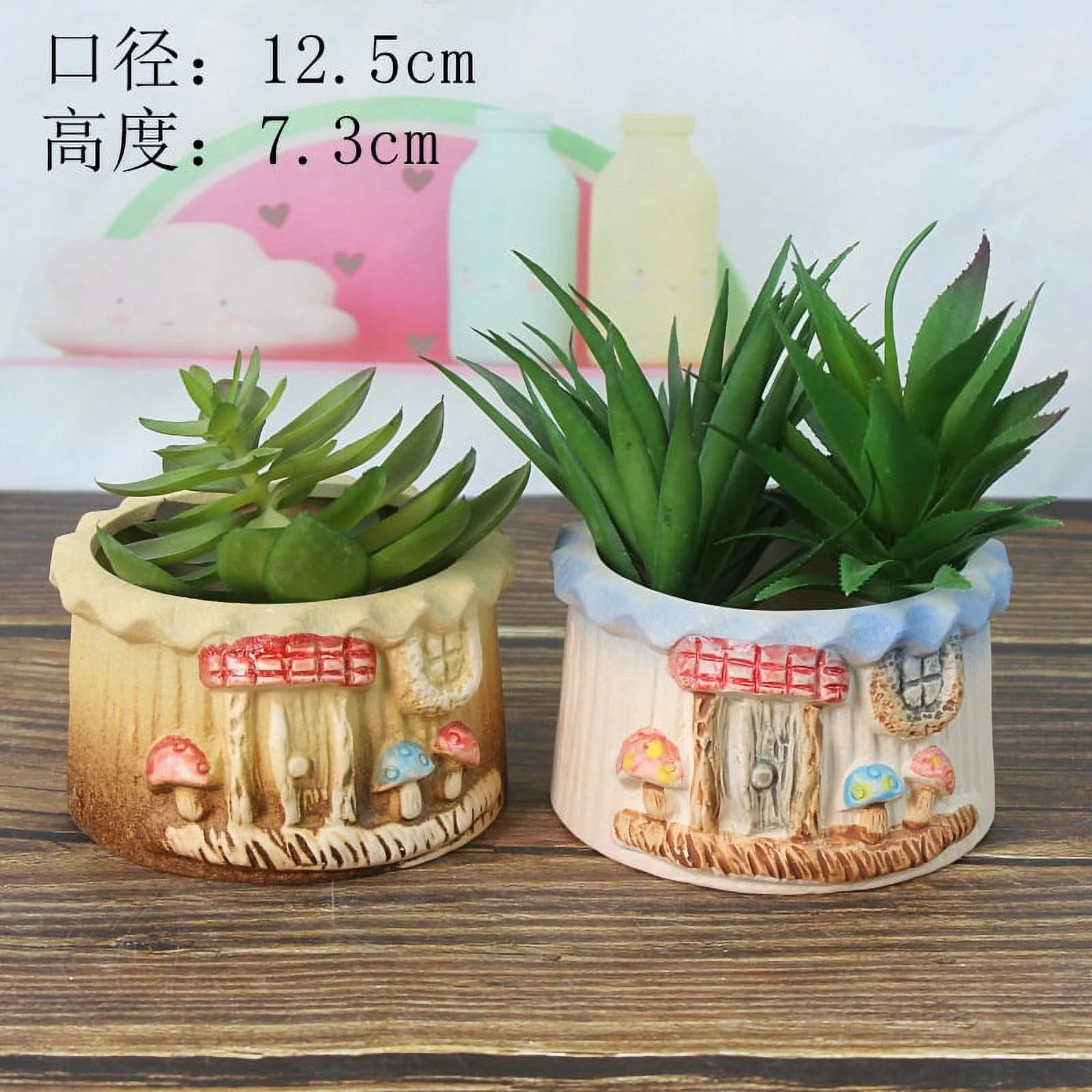 LivNxt Hand-Painted Ceramic Succulent Planter - Vintage Style Desktop Plant Pot