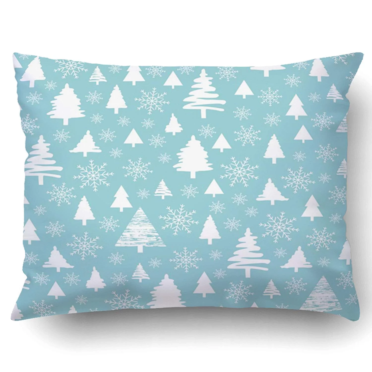 ARTJIA Xmas Holiday Pattern Snow In The Woods White Trees And Spruce Pillow Case Cushion Cover Case Throw Pillow Case 20x30 inches
