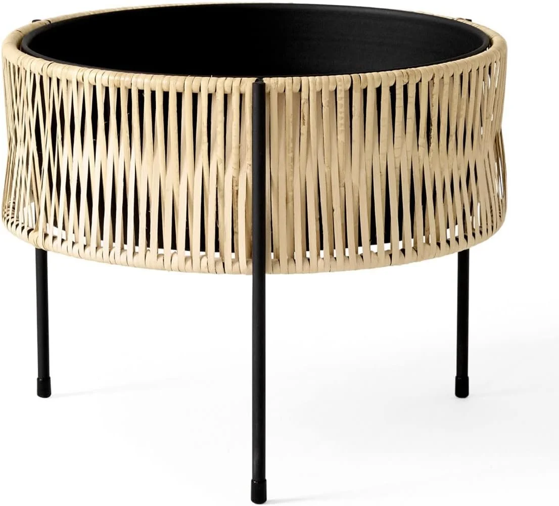 CXIAN Umanoff 32.5 Plant Pot, Beige H x Diameter 32.5 x 41 cm Steel Frame Black Powder-Coated