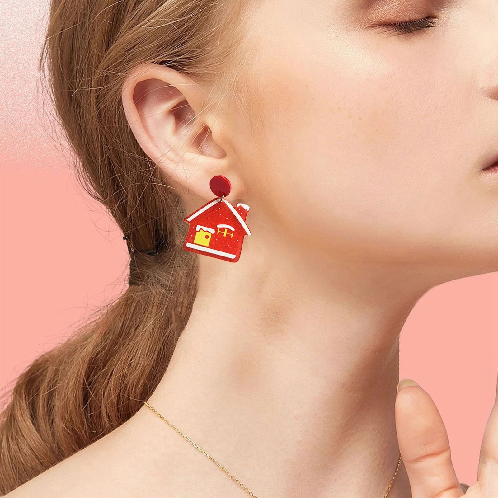 SIfdSeng Christmas Earrings Christmas House Gloves Acrylic Earrings Hoop Earrings for Women Dangle Earrings for Women Sterling Silver Pearl Drop Earrings for Women Long