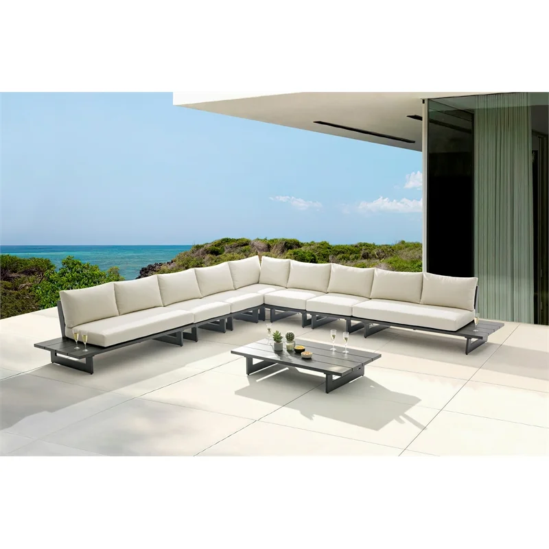 Meridian Furniture Maldives Cream Water Resisting Outdoor Modular Sectional