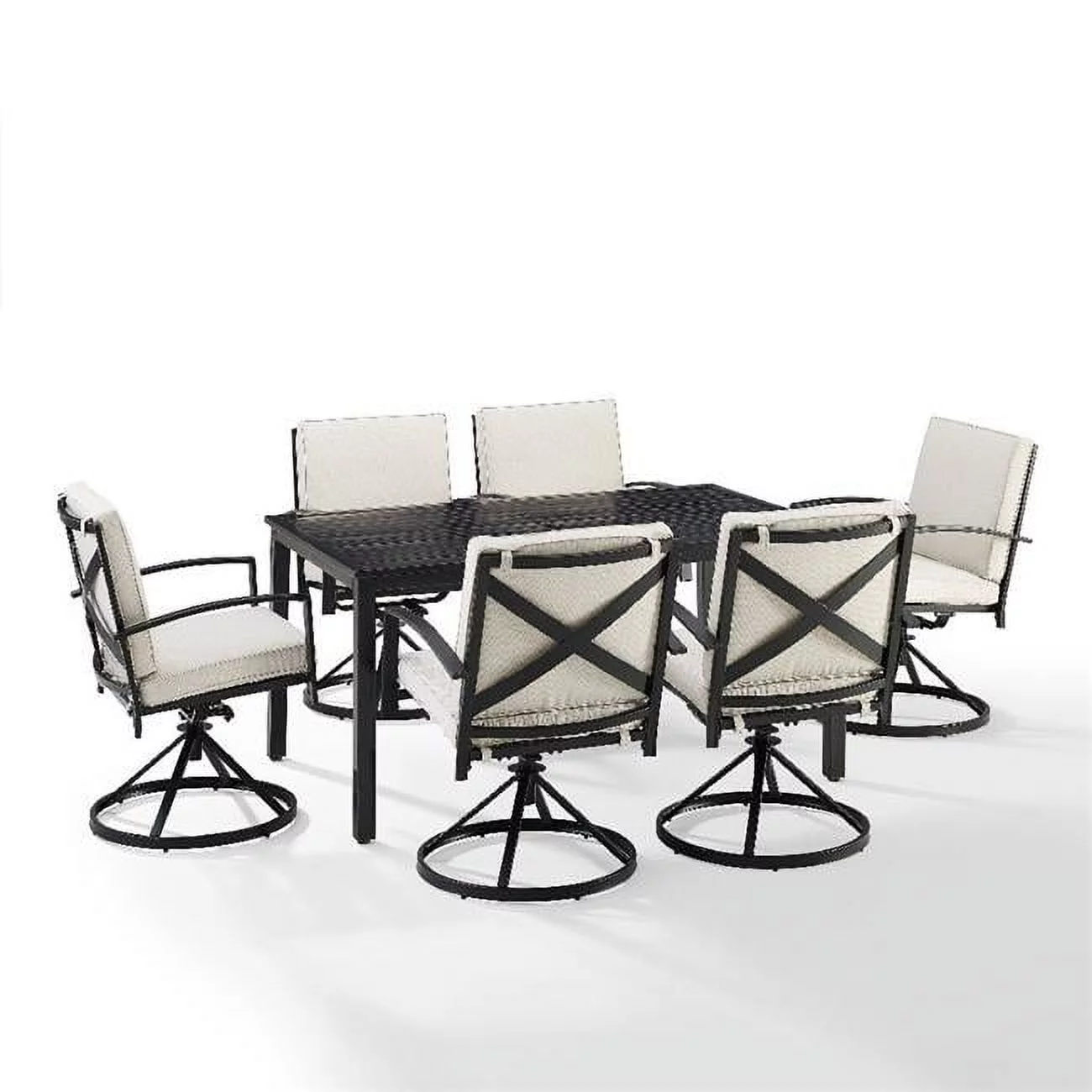 Crosley Furniture Kaplan 7-Piece Metal/Fabric Outdoor Dining Set in Oatmeal