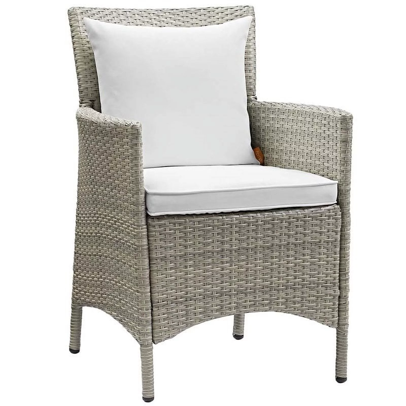 Pemberly Row  Patio Dining Arm Chair in Light Gray and White
