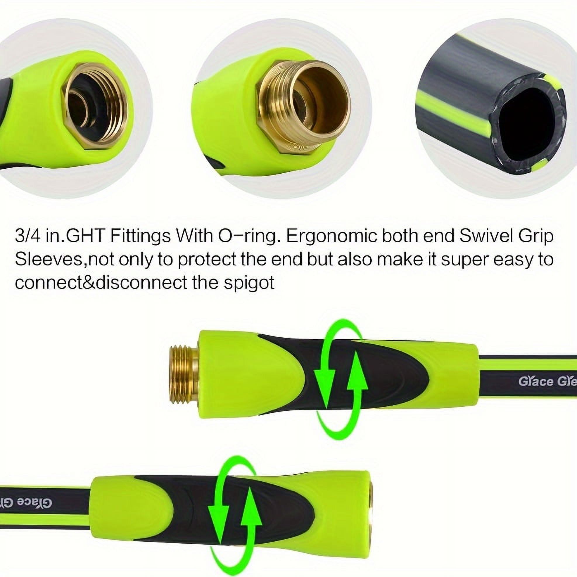 Grace Green Garden Hose, Hybrid 5/8 inch×50FT Water Hose, Both End Swivel, Heavy Duty, Light Weight, Flexible