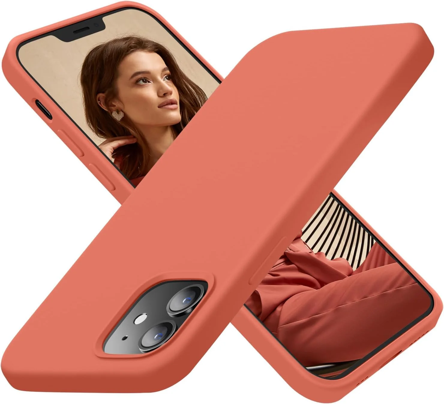 Cordking Designed for iPhone 12 Case, Designed for iPhone 12 Pro Case, Silicone Shockproof Phone Case with [Soft Anti-Scratch Microfiber Lining] 6.1 inch,Pink Pomelo