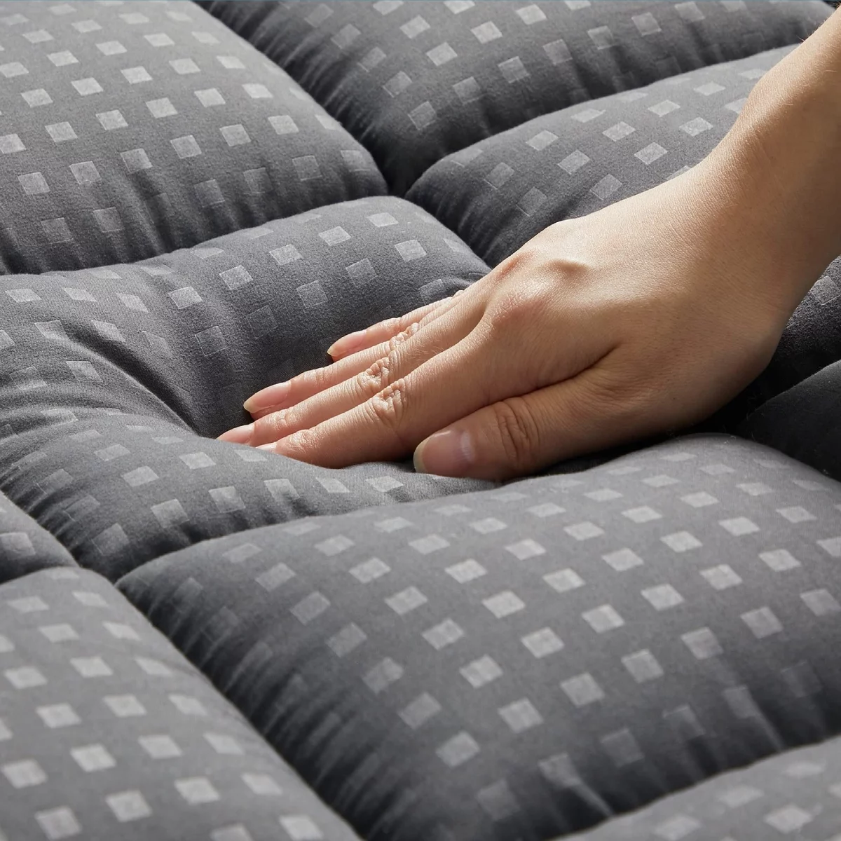 JUSTLET Cooling Washable Mattress Protector, Gray Mattress Topper, Full