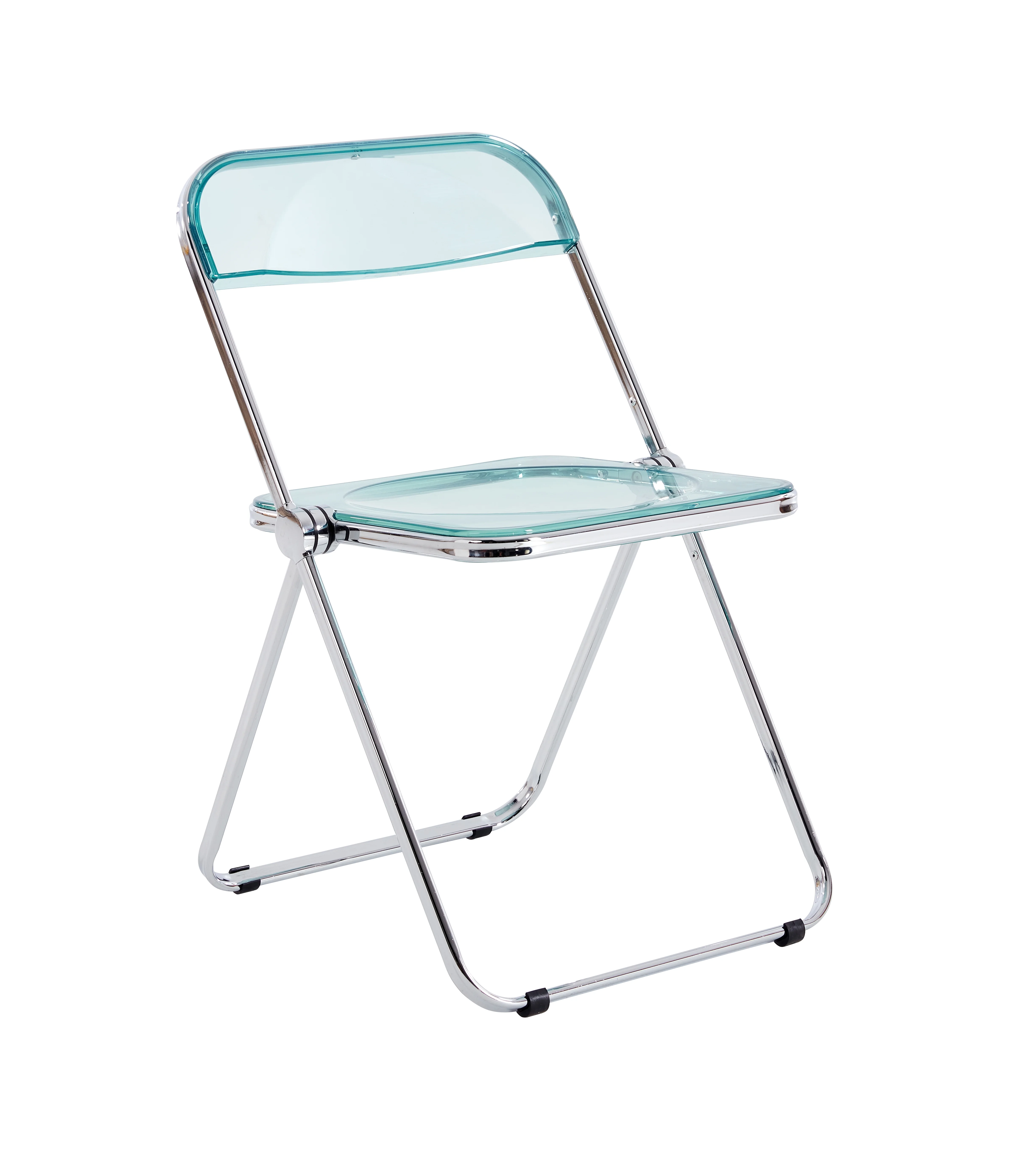 Holaki 20PCS Transparent Folding Chairs Modern Stackable Dining Chairs with Metal Frames, Blue