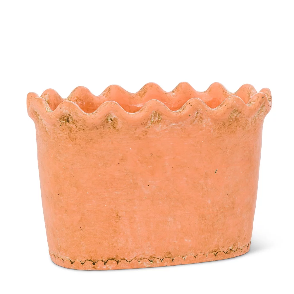 Tall Ruffled Oval Planter