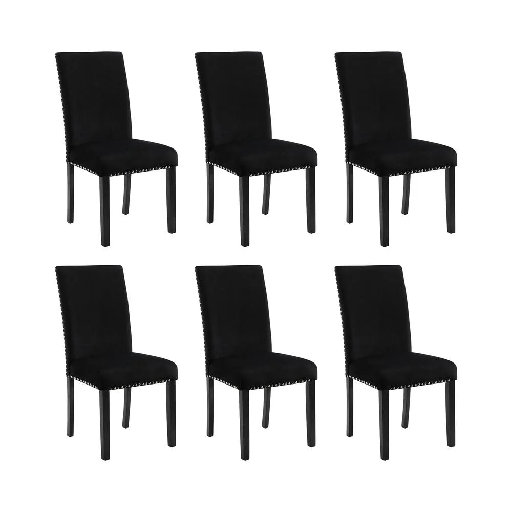 New Classic Furniture Celeste Black Wood Upholstered Dining Chair (Set of 6)