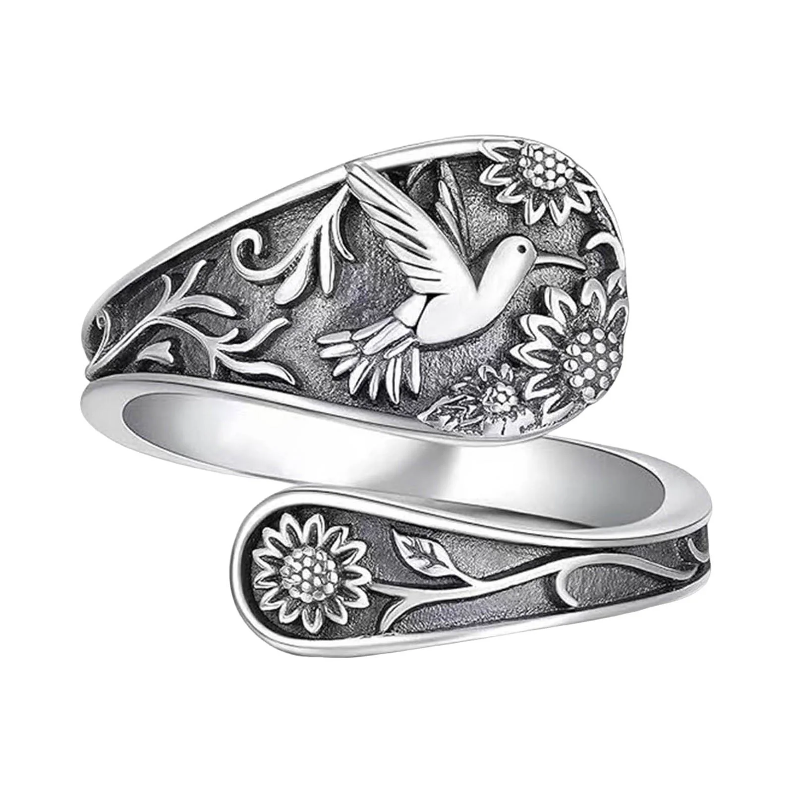 FHKOEGHS Woman Rings Stacking Rings Women Spoon Ring 925 Sterling Silver Hummingbird Ring Vintage Antique Spoon Rings Adjustable Thumb Rings For Women