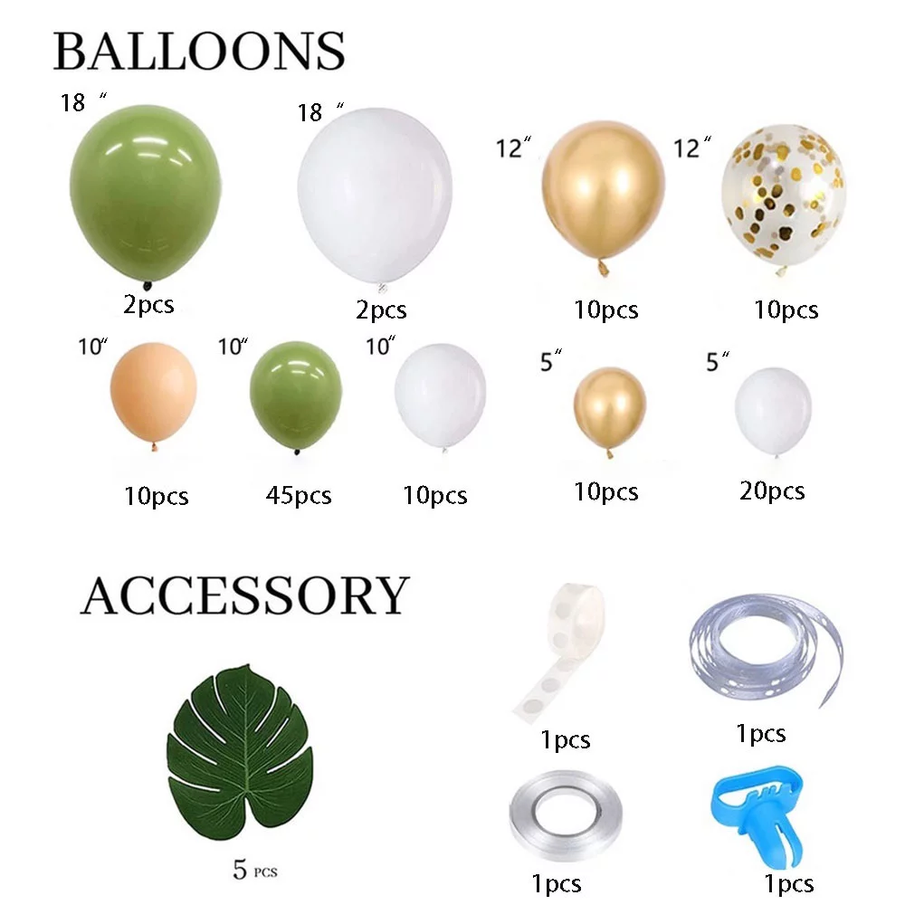 YANSION Sage Green Balloon Garland Kit ,Baby Shower Decorations Olive Green Gold Metallic White Gold Confetti Nude Balloon Arch for Bridal Shower Wedding Birthday Party