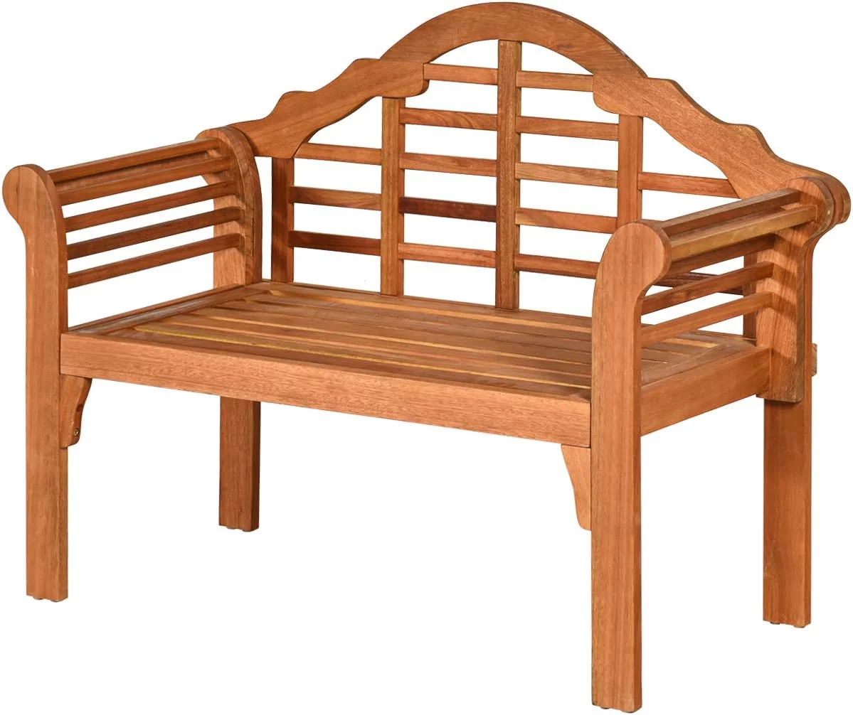 Elegant Outdoor Eucalyptus Wood Elegant Bench, 4 Ft Foldable Solid Wood Garden Bench, Two Person Loveseat Chair for Garden, Elegant, Porch, Poolside, Balcony, Teak (Natural)