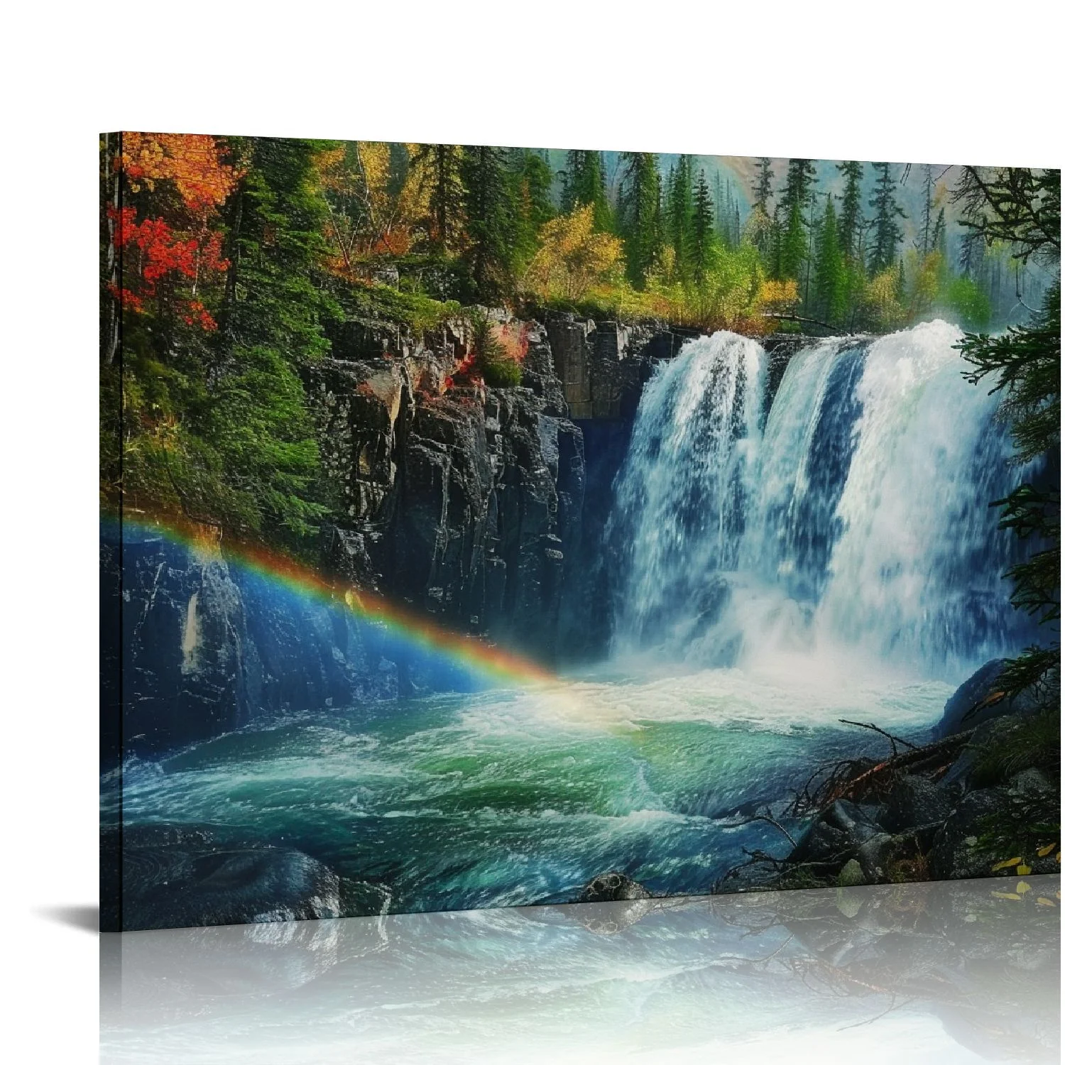 CANFLASHION Waterfall Pictures Wall Decor Nature Canvas Wall Art Landscape Poster Prints For Living Room Bedroom Office