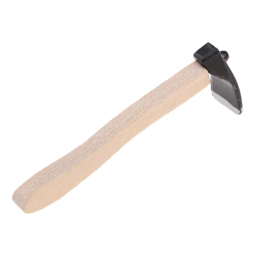 Dolls House Miniature Wooden Handle Hatchet Hoe Garden Supplies Hand Tools Set 3pcs