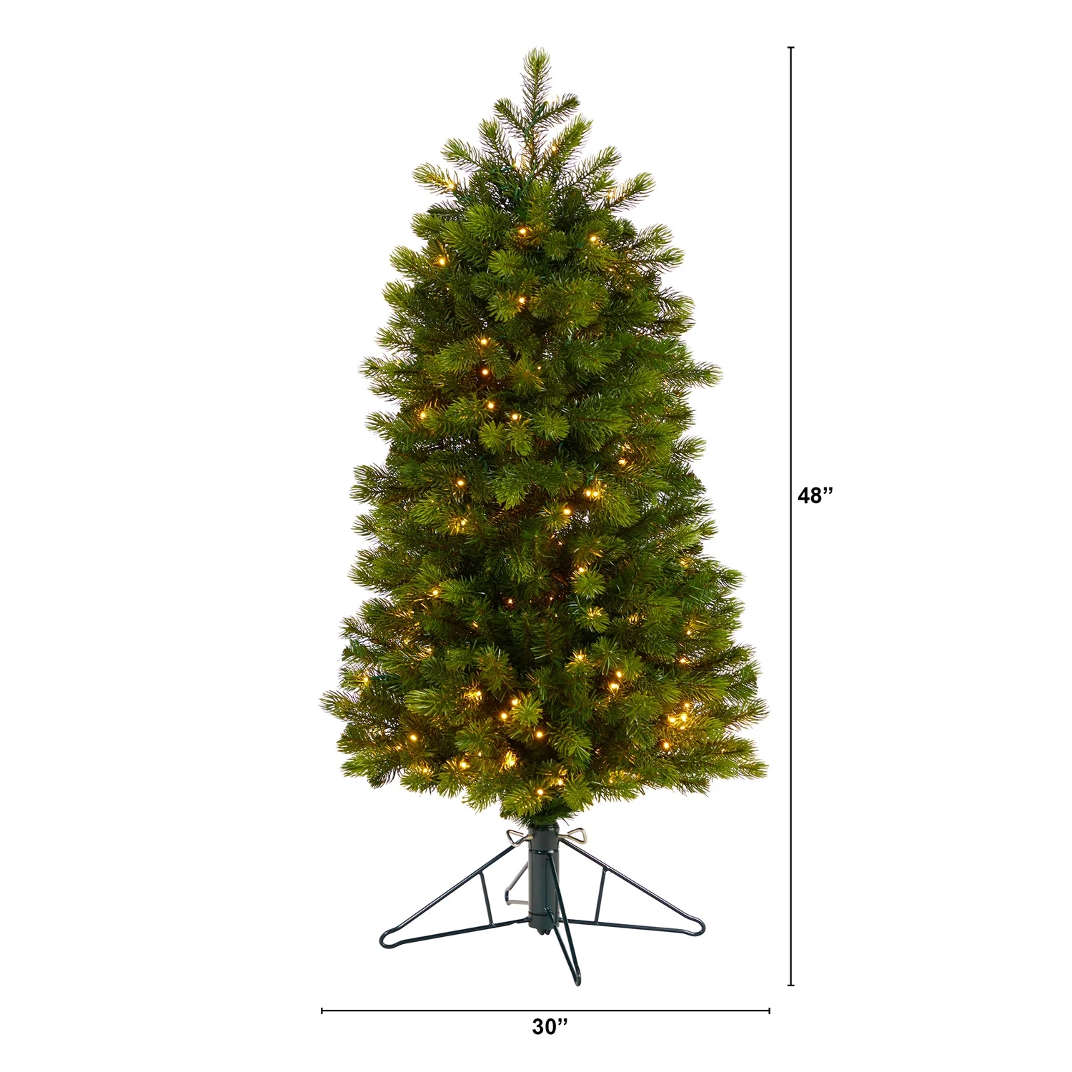 Nearly Natural 4ft. Slim Colorado Mountain Spruce Artificial Christmas Tree with 150 (Multifunction with Remote Control) Warm White Micro LED Lights and 360 Bendable Branches
