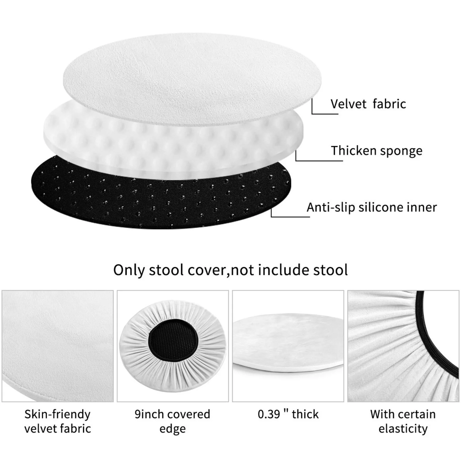 Disketp French Bulldog Dog In A Bathtub Stool Covers Round, Super Soft Round Bar Stool Cushion Covers Seat Cushion - 12 Inch