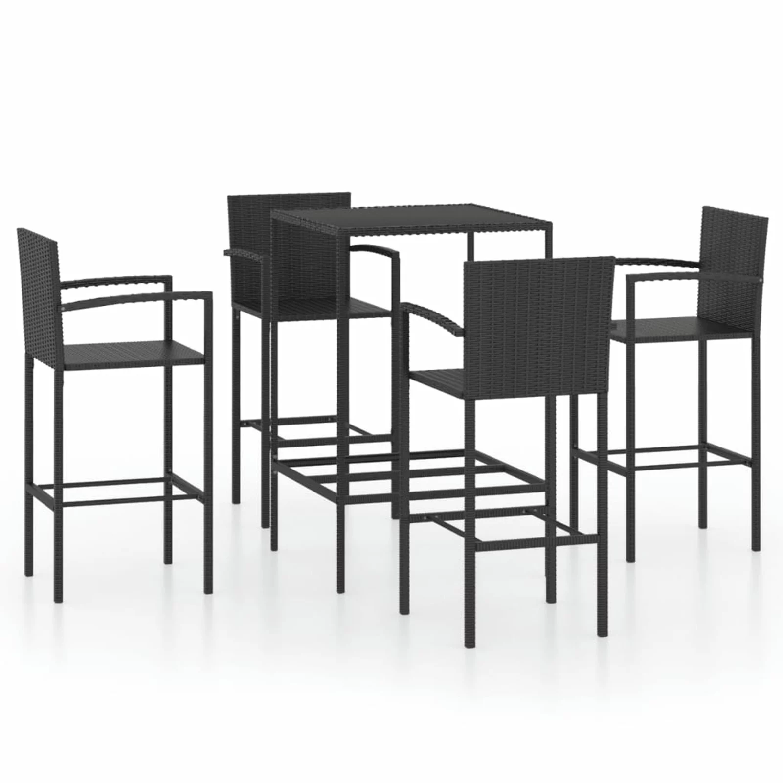 Suzicca 5 Piece Patio Bar Set Poly Rattan Black
