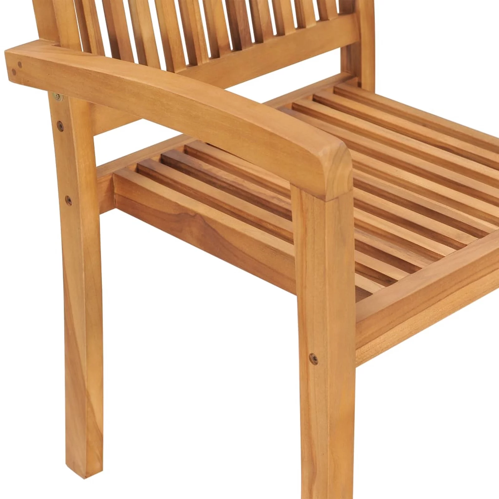 ikayaa Stacking Patio Chairs with Cushions 4 pcs Solid Teak Wood