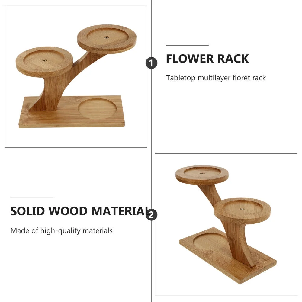 Wood Trim Multi-Layer Small Flower Stand Garden Pot Rack Balconys Decorations