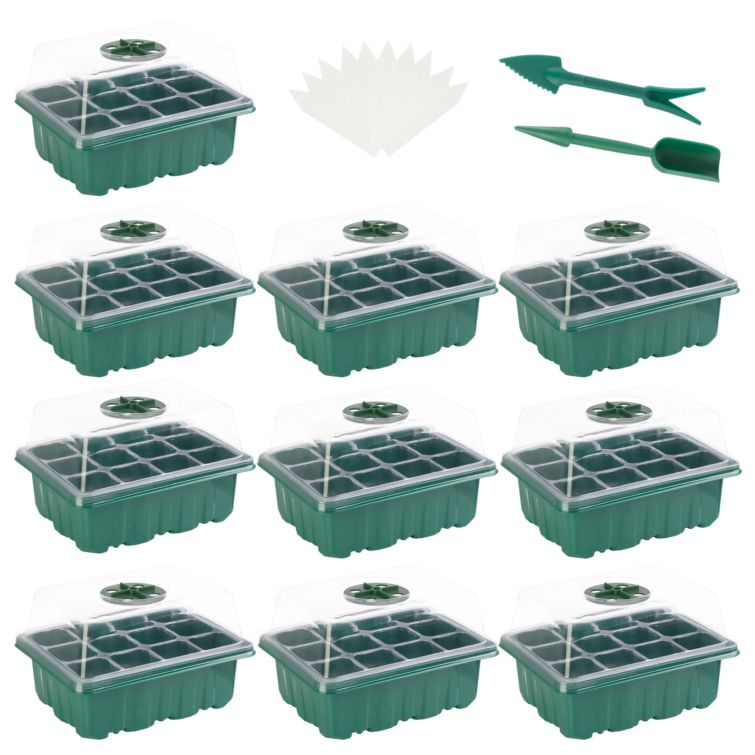Home-Complete Seed Starter Tray 10-Pack - Plant Trays with Humidity Domes