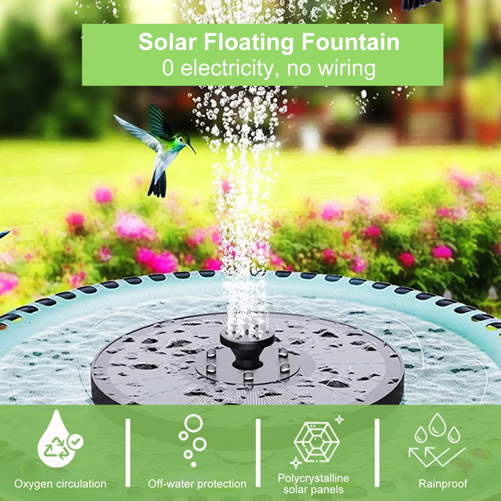Fountain,Solar Panel Pool Patio Water