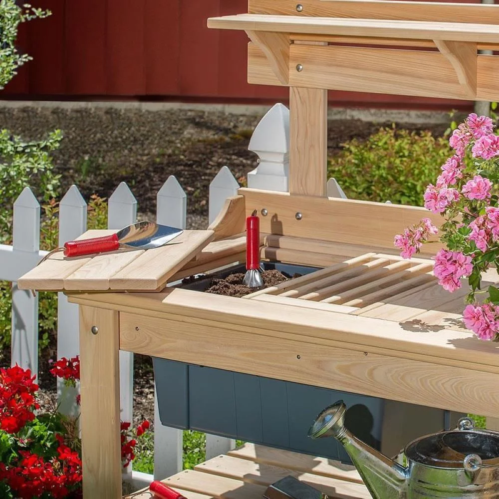 Lehman's Outdoor Gardening Potting Table Workstation, Cypress Wood