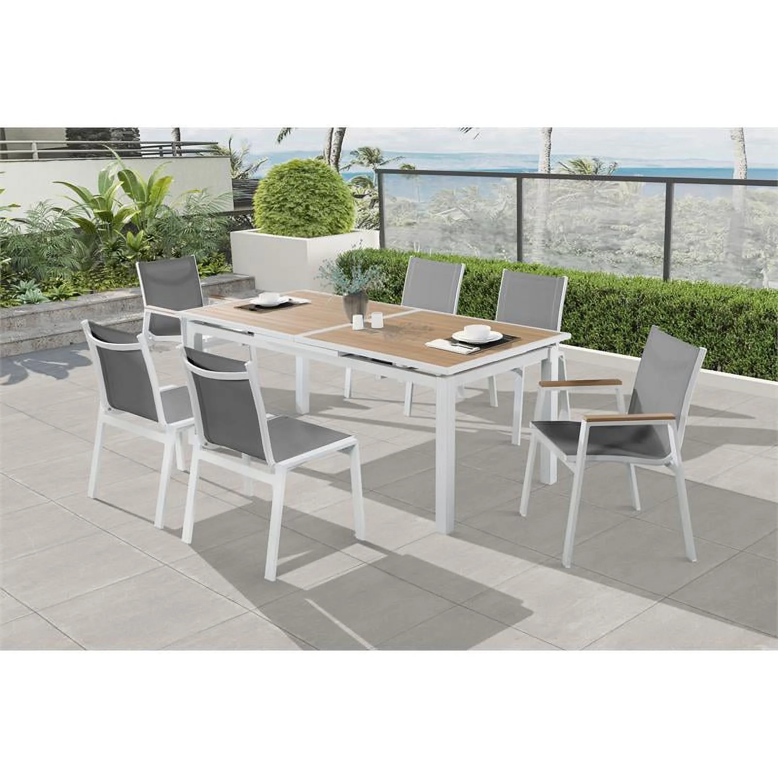 Meridian Furniture Nizuc Grey Outdoor Patio Dining Chair (Set of 2)